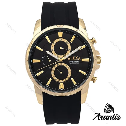 ساعت مچی الکسا A0102 پریمیر مردانه طلایی مشکی m-0126