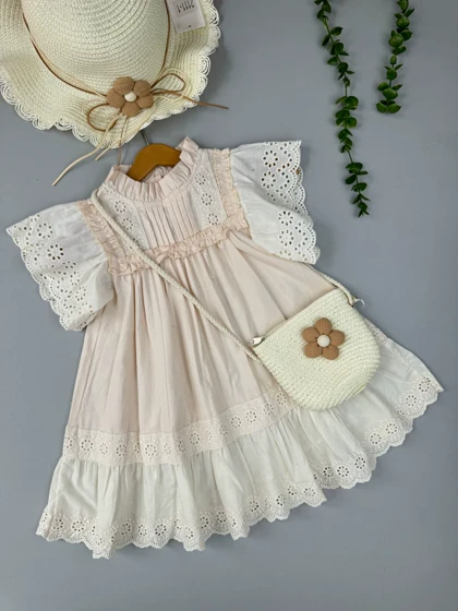 پیراهن دخترانه آستین دانتل