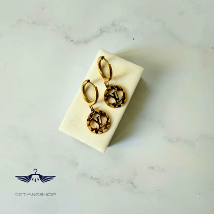 گوشواره طلایی طرح LV استیل