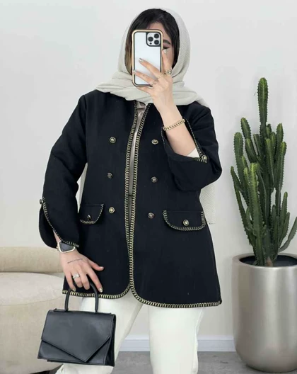 کت نوار دوزی آستین چاک‌دار(5)کد3450