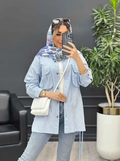 مانتو لینن جیب پیله بنددار