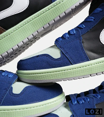 کفش کتانی مردانه و زنانه ساق‌دار مشکی آبی قهوه ای NIKE jordan 1