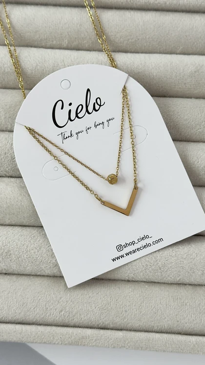 گردنبند 2رج استیل طلایی