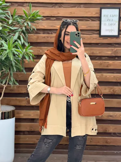 مانتو لینن آستین بنددار