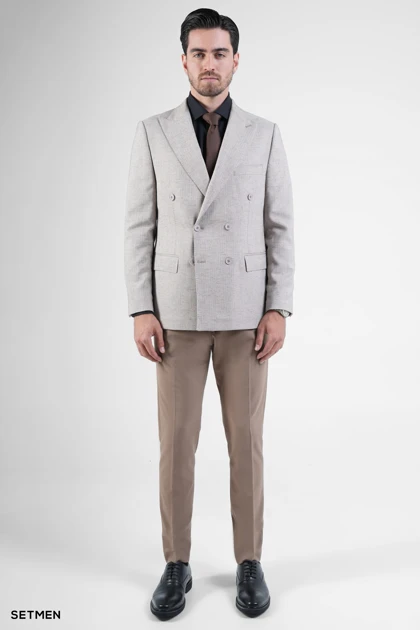 کت تک مردانه دبل برست لینن دیپلمات