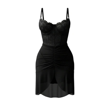 لباس خواب زنانه مدل پیراهن حریر دامن اسپانیایی 4233