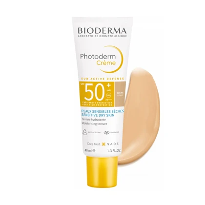 کرم ضد آفتاب رنگی بایودرما Bioderma مدل Photoderm رنگ Light SPF 50 حجم 40 میلی‌لیتر مناسب انواع پوست