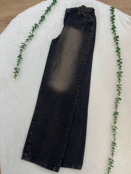 شلوار جین نیم بگ نینا (خاکی)