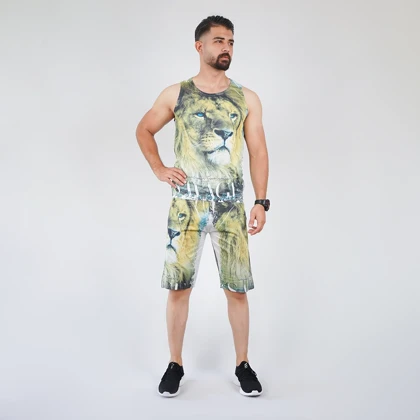 ست رکابی شلوارک مردانه طرح شیر