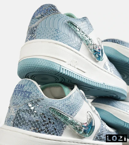 کفش کتانی مردانه و زنانه سفید آبی NIKE dunk low steam puppet