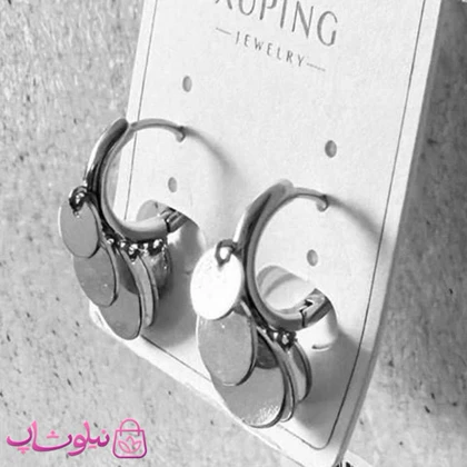 گوشواره آویز زنانه ژوپینگ مدل سکه ای (پولکی) نقره ای رنگ کد 4291