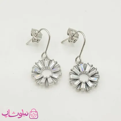 گوشواره آویز ژوپینگ مدل خورشید نقره ای