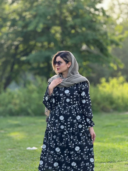 پیراهن مانتویی خامه دوزی