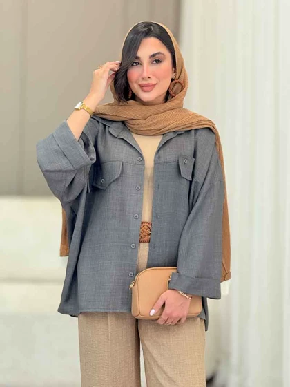 مانتو سر جیب نما آستین پاکتی