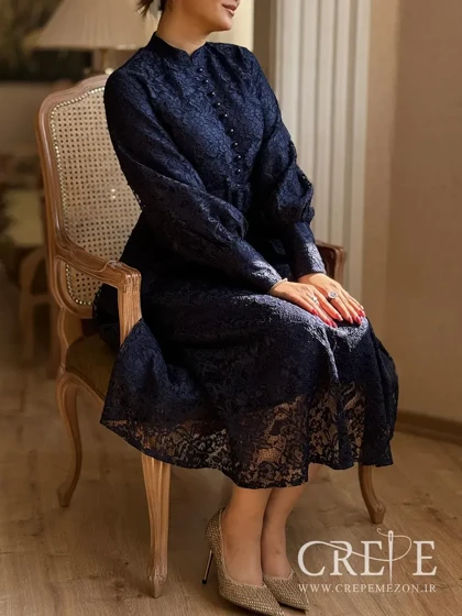 پیراهن گیپور کمربند دار