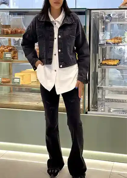 کت جین نگین زغالی 4001