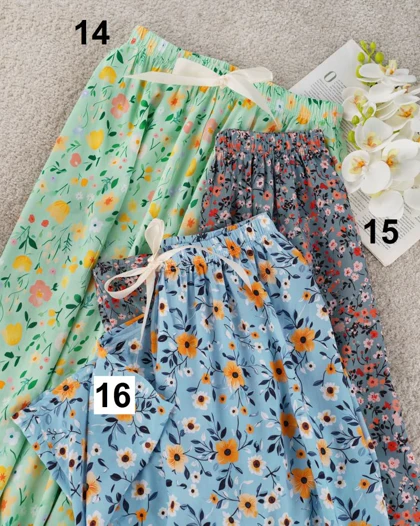 شلوار راحتی نخی گلریز کد 29289