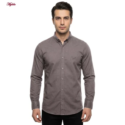 پیراهن آستین بلند یقه برگردان با تنخور معمولی (regular fit) مردانه مدل 5682