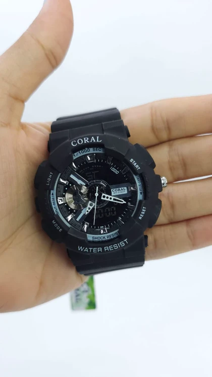 ساعت مچی مردانه کورال Coral CR9663G دوزمانه طرح ساعت مچی جی‌شاک
