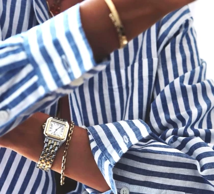 ساعت کارتیر پنتر زنانه دورنگ طلایی صفحه سفید Cartier panthere