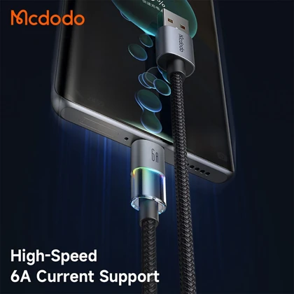 کابل فست‌شارژ USB به تایپ سی 100 وات 6 آمپر 1.2 متری مک دودو MCDODO CA-8180