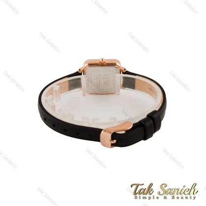 ساعت دنیل ولینگتون زنانه مربعی رزگلد بند چرم صفحه مشکی DW-4805-L