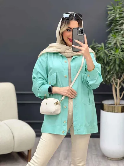 مانتو کتان جیب پیله نیکا
