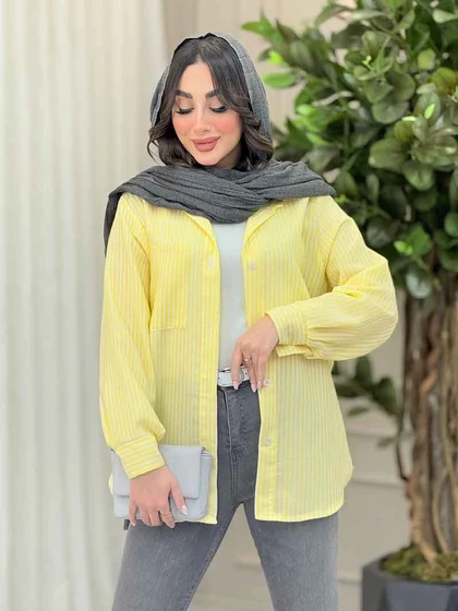 شومیز راه راه تک جیب