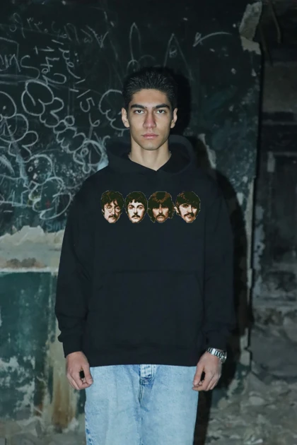 هودی مشکی اسپرت طرح The Beatles 3 - فواصل