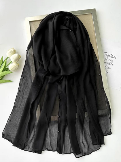 شال مشکی مرواریدی