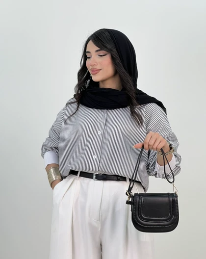 شومیز راه راه ترکیبی ماهگل(101)کد:5192