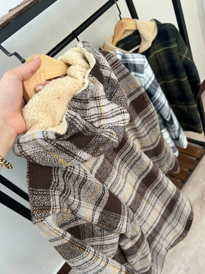 سویشرت چهارخانه کلاهدار 6104