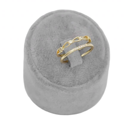 انگشتر زنانه دو لاین طرح اشک نگین‌دار