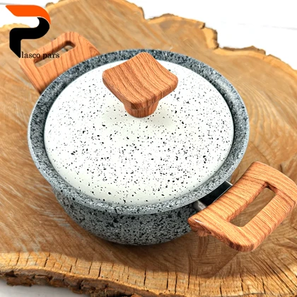 قابلمه 16 دسته چوبی گرانیتی طوسی سفید هاناتک