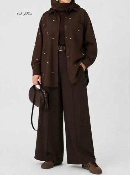 مانتو لینن گلدوزی پاپیون