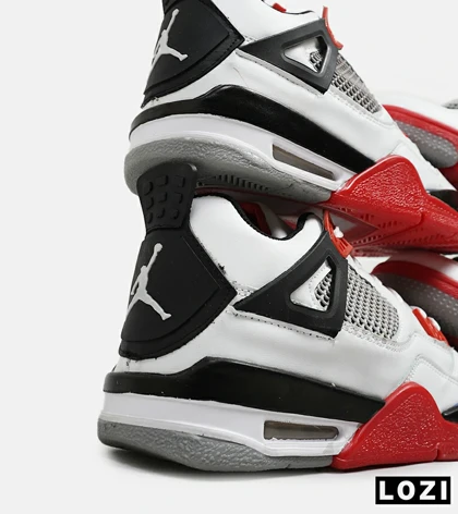 کتانی ساق‌دار بزرگ پا سفید قرمز Nike air jordan 4