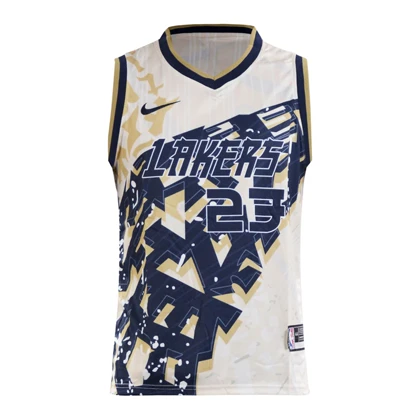 ست رکابی و شلوارک بسکتبالی لیکرز مدل Nike-DRI FIT-5B099 کرم