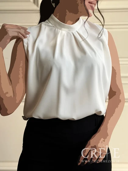 تاپ الیزه یقه چین‌دار حلقه آستین