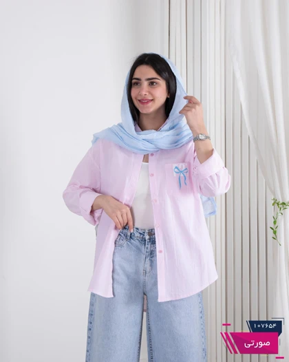 شومیز وارداتی یقه دار جیب پاپیون راه راه MINA