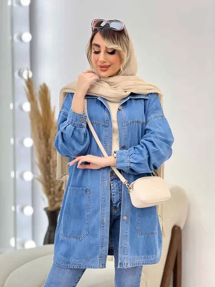 مانتو جین برش‌دار
