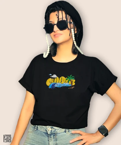 کراپ زنانه طرح ساحل تابستانی کد 1116