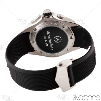 ساعت تگ هویر مرسدس بنز مردانه قاب سیلور بند رابر مشکی 103226