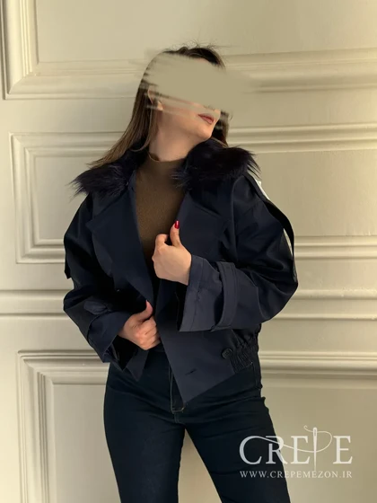 بارانی کراپ یقه خزدار