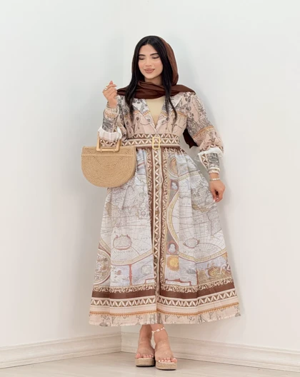 مانتوپیراهنی طرح دار الیزا(66)کد:5559
