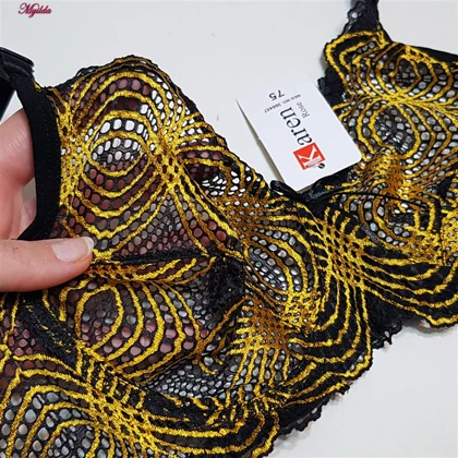 ست شورت و سوتین فنردار زنانه کارنا رز مدل گیپور هندسی زرد کد 4874-2038-2