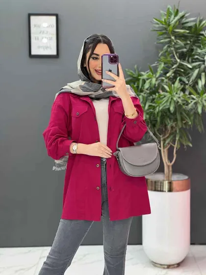 مانتو شومیزی جلودکمه جیب نما