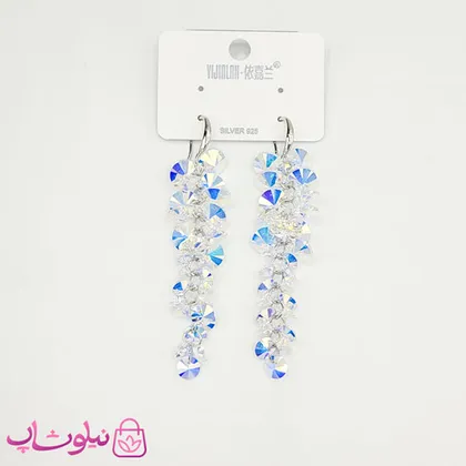 گوشواره آویز زنانه نقره با سنگ اوپال