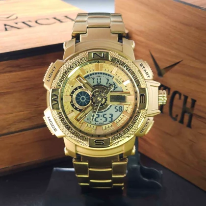 ساعت مچی مردانه اسپرت جوفاکس Joefox 1514G دیجیتال آنالوگ دو زمانه استیل با جعبه فلزی