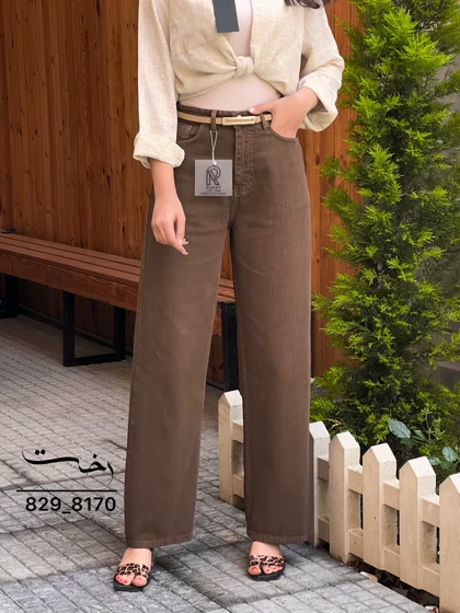 شلوار رگولار کتان کبریتی قهوه ای
