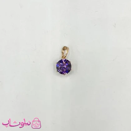 آویز گردنبند زنانه ژوپینگ طرح تک نگین بنفش مینیمال 9 میل کد 991